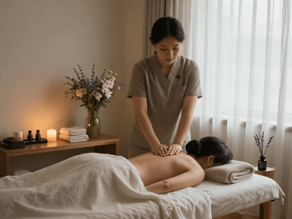 Relaxing 영등포출장마사지 session in a tranquil setting with soothing ambiance
