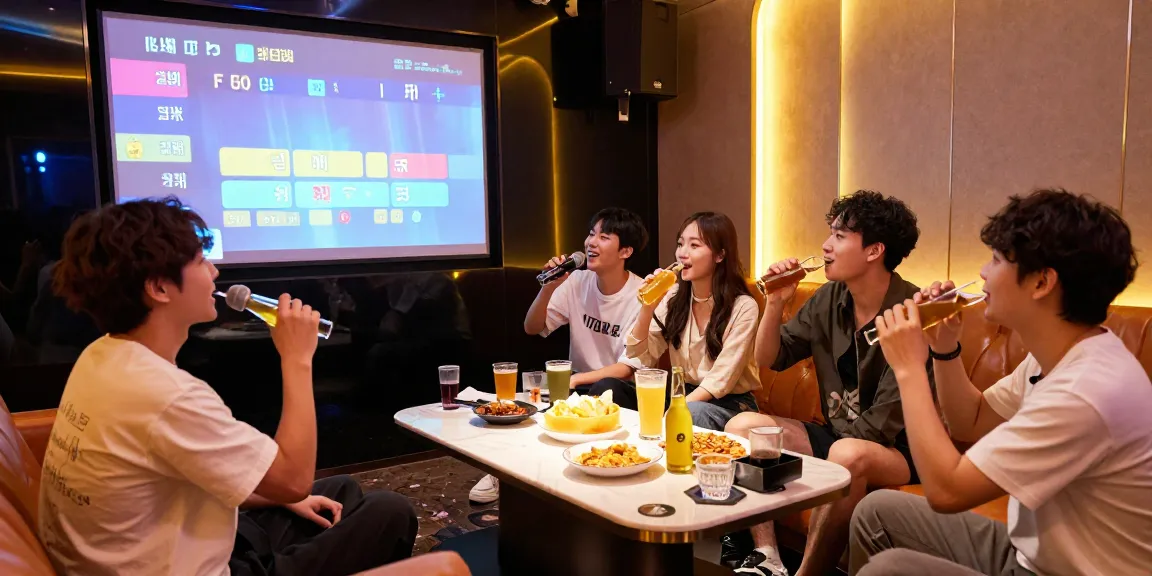 강남가라오케에서 친구들과 즐거운 시간을 보내고 있는 모습