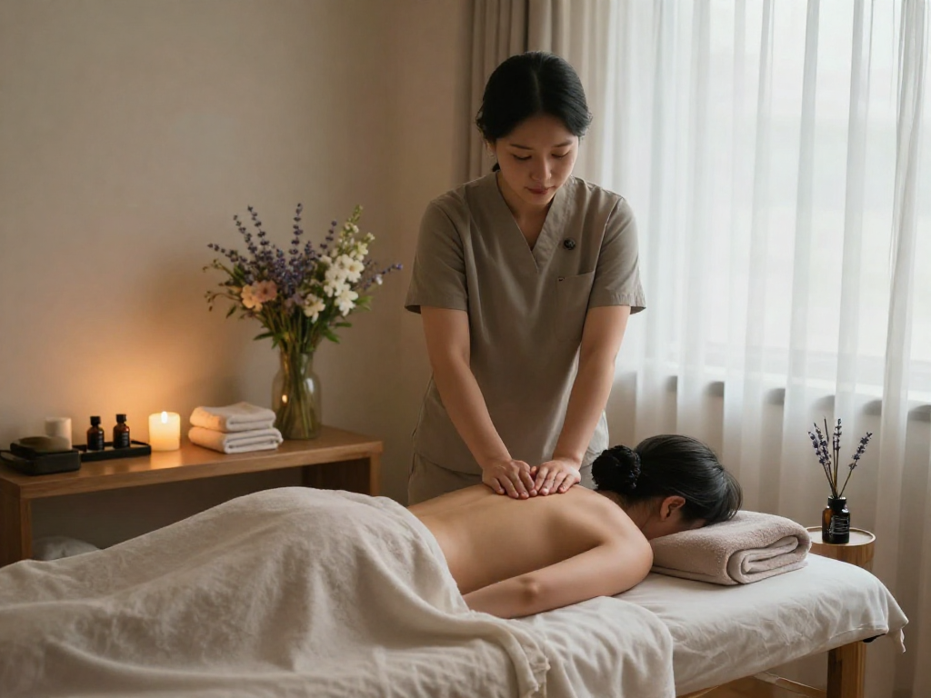 Relaxing 영등포출장마사지 session in a tranquil setting with soothing ambiance