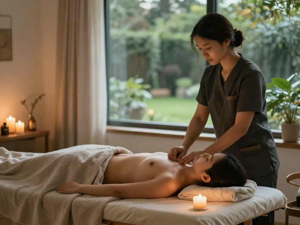 Experience of 관악구출장안마 in a serene home setting with soothing atmosphere and professional therapy session.