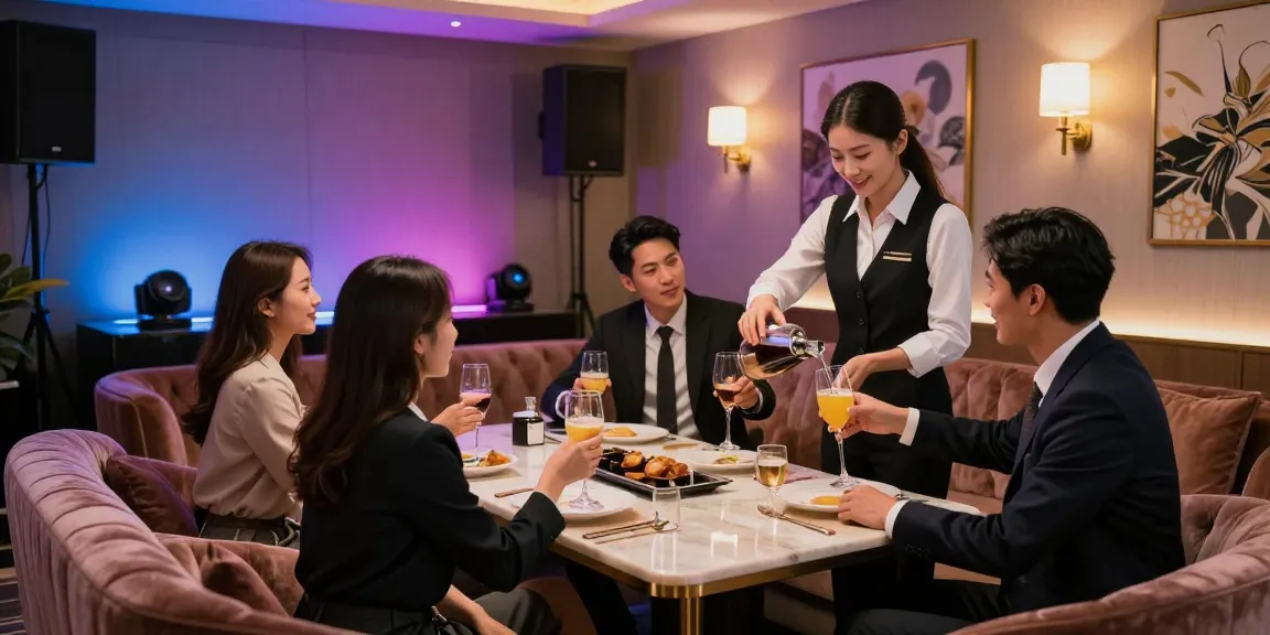 강남쩜오의 프리미엄 노래방에서 비즈니스 미팅을 즐기는 모습