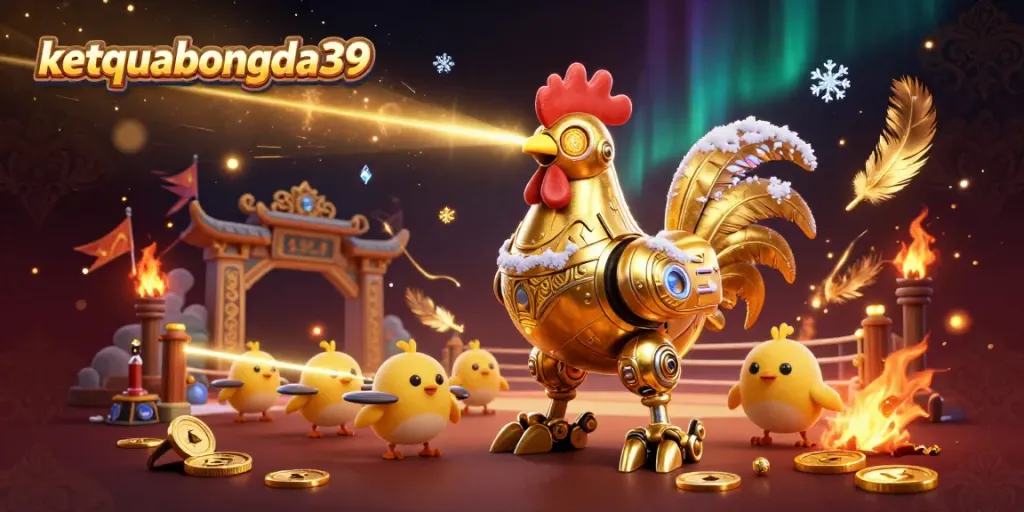 Experience thrilling gameplay visuals with the golden rooster robot and betting tokens at ketquabongda39.