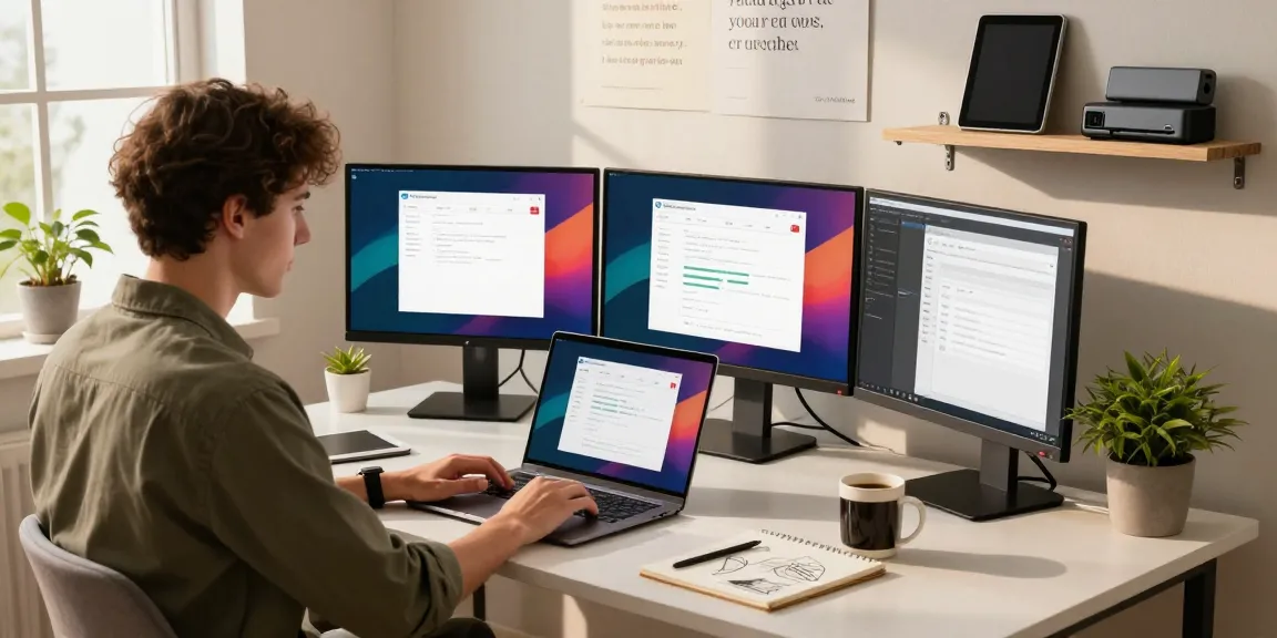 WPS Download page displayed on multiple monitors in a modern home office setup.