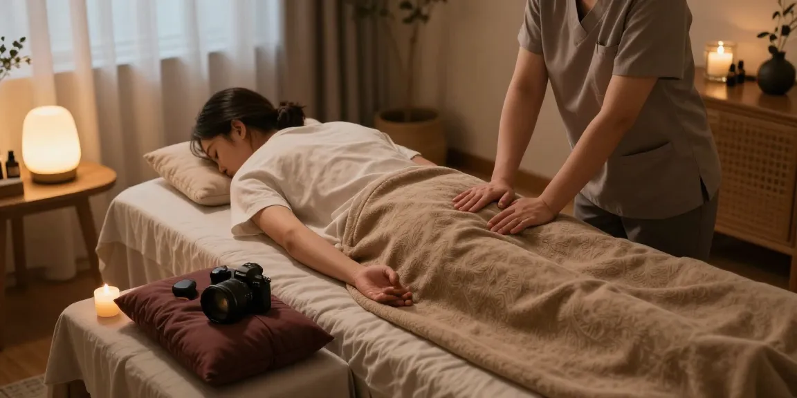 편안한 시간을 보내는 고객의 집에서의 마사지 세션 모습
