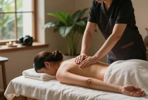 수원마사지 치료를 받는 고객과 편안한 스파 환경을 담은 이미지