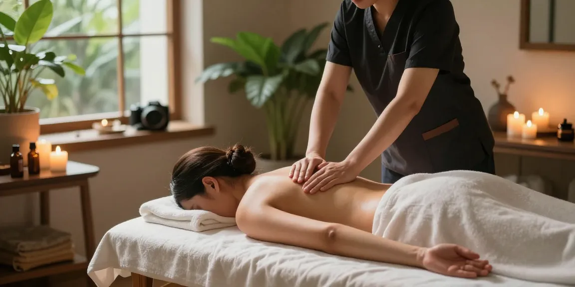 수원마사지 치료를 받는 고객과 편안한 스파 환경을 담은 이미지