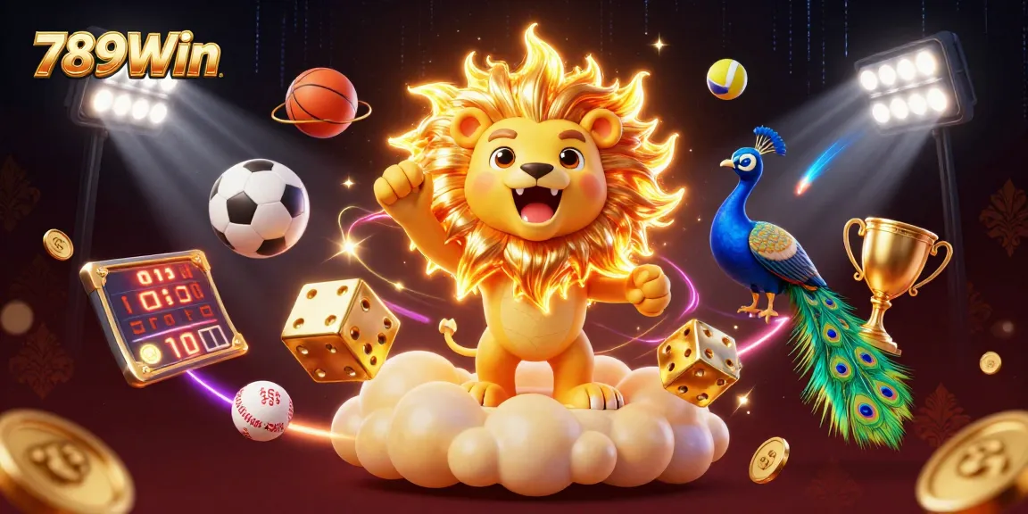 Win big with 789Win as the vibrant peacock and sun lion enhance the excitement in online gaming.